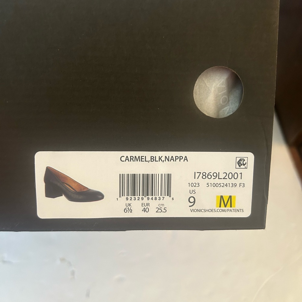 Vionic Carmel Black Nappa Heel Size 9 - Picture 6 of 6